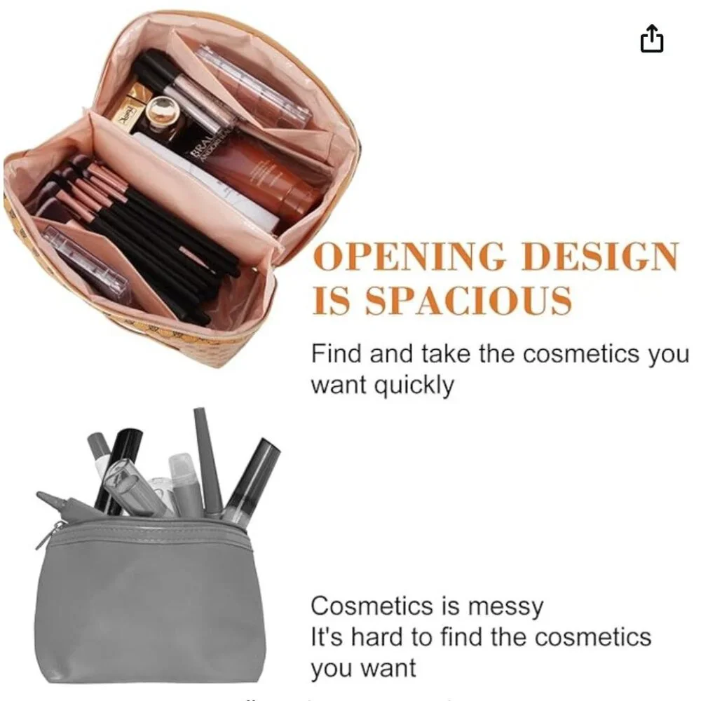 Rlokosfb Makeup Bag with Handle & Divider Large Capacity Waterproof Cosmetic Bag